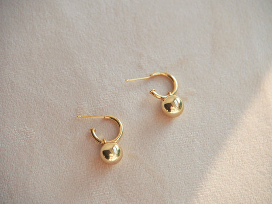 Gold Plated Ball Hoop Earrings