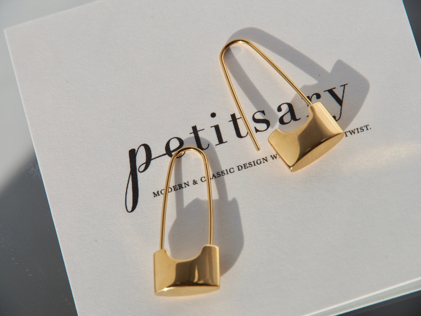 Gold Plated Safety Pin Earrings