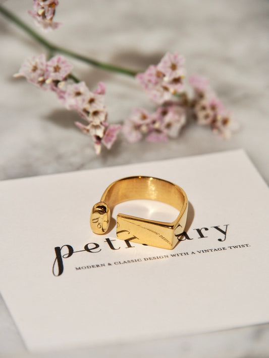 Gold Plated Structured Open Ring