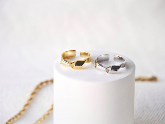 Sterling Silver/Gold Plated Minimal Ribbon Twist Ring