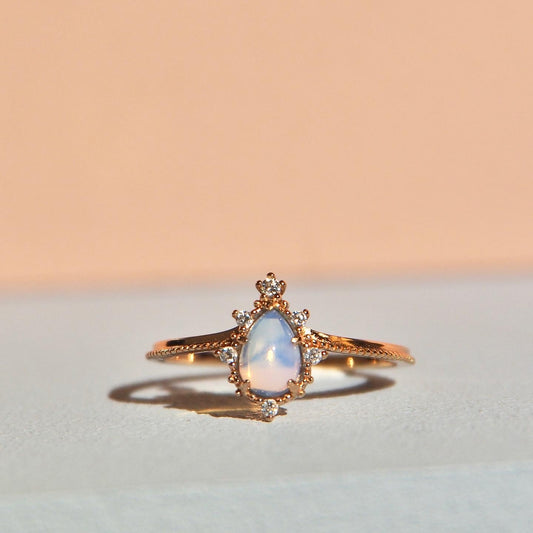 Rose Gold Plated Pear Shaped Opal Ring