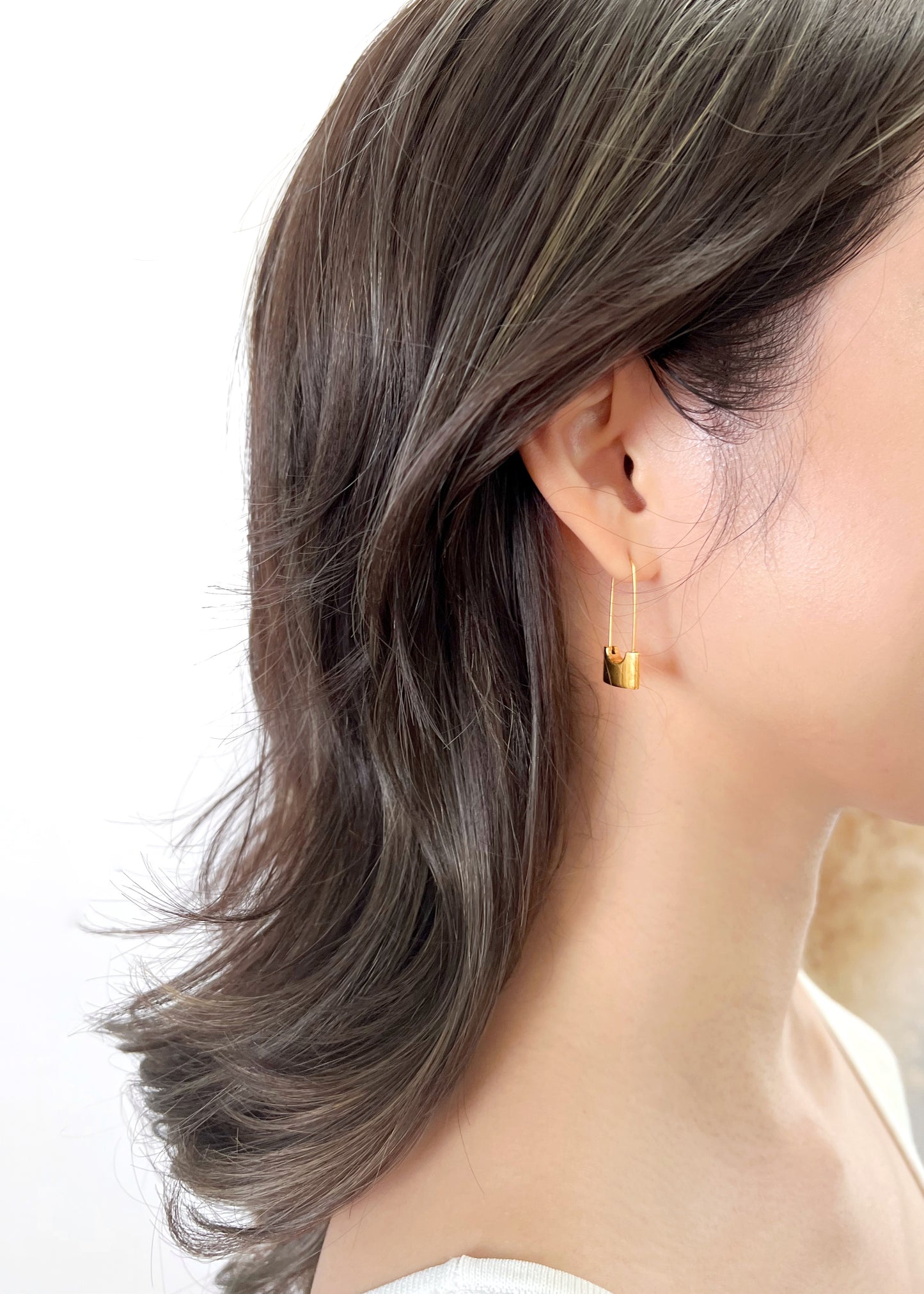 Gold Plated Safety Pin Earrings